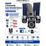 Uniywell UNW-4G1PTZ 4 Kameralı Solar Güvenlik Sistemi 180 GB Sım Kart ve 32 GB Micro Sd Kart Dahil - 1BW-Beyaz