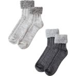 Unlimited Legwear 2li Gri/siyah Kalın Kışlık Bileği Pofuduk Kadın Bot Çorabı - 36 - 40 - Gri - Siyah