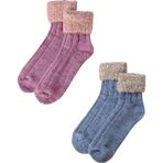 Unlimited Legwear 2li Pembe/mavi Kalın Kışlık Bileği Pofuduk Kadın Bot Çorabı - 36 - 40 - Mavi - Pembe