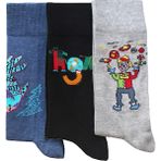 Unlimited Legwear Hayal Gücü Merkezi Derneği Çocukarın Çizimlerinden 3lü Lacivert Gri Siyah Erkek Soket Çorap Seti - 40 - 45