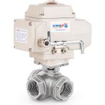Unox - 24 V Dc Elektrikli Aktüatörlü Dişli Küresel Vana 3 Parçalı - DN32