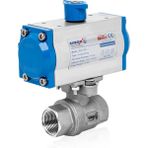 Unox DN20-3/4" Çift Etkili Pnömatik Aktüatörlü Paslanmaz 2 Parçalı Dişli Küresel Vana - DN20-3/4" /2 Parçalı