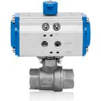Unox DN40-11/2" Çift Etkili Pnömatik Aktüatörlü Paslanmaz 2 Parçalı Dişli Küresel Vana - DN40-11/2" /2 Parçalı