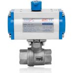 Unox DN80-3" Çift Etkili Pnömatik Aktüatörlü Paslanmaz 2 Parçalı Dişli Küresel Vana - DN80-3" /2 Parçalı
