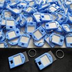 Ünsa Anahtar 100X Kare Plastik Etiket Kimlik Pvc li Isimlik Isim Yazı Yazmalık Yazılabilen Anahtarlık - Açık Mavi