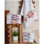 Ünsal Buldan Çiçekli Kadife Mutfak Havlusu 30X50 cm Pamuk 6'lı Set Beyaz Renk