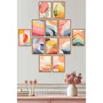 UNT 12 Parça Ahşap Çerçeve Görünümlü Modern Minimailst Bohemien Sanatsal Tablo Seti 3