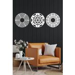 UNT 3 lü Mandala Set Duvar Dekoru Tablo Seti Beyaz 48 x 154 UNTNM235