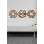 UNT 3 lü Mandala Set Duvar Dekoru Tablo Seti Ceviz 48 x 154 UNTNM234