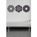 UNT 3 lü Mandala Set Duvar Dekoru Tablo Seti Siyah 48 x 154 UNTNM236