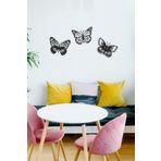 UNT 30 cm 3 lü Kelebek Set Duvar Dekoru-Süsü, Ahşap Dekoratif Tablo - Siyah Siyah 20 x 60 UNTNM522