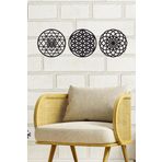 UNT Ahşap Yaşam Çiçeği Sri Yantra Torus Nefesi Üçlü Dekoratif Tablo Duvar Süsü Ev Hediyesi SİYAH 30 x 30 UNTNM134
