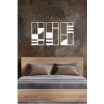 UNT Minimalist Geometrik Ahşap Duvar Dekoru, 3 lü Tablo Beyaz 48 x 27 UNTNM67