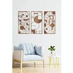 UNT Minimalist Geometrik Ahşap Duvar Dekoru, 3 lü Tablo CEVİZ 48 x 26 UNTNM62