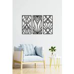 UNT Minimalist Geometrik Ahşap Duvar Dekoru, 3 lü Tablo SİYAH 48 x 26 UNTNM58