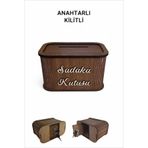 UNT Sadaka Kutusu Kilitli Modern Tasarım Ceviz MDF