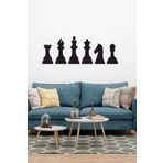 UNT Satranç Taşları 6 Parça Duvar Dekoru Tablo Siyah 48 x 131 UNTNM179