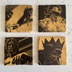 Unt Taş Bardak Altlığı Stone Coasters - 4 Lü Set Mitoloji Temalı