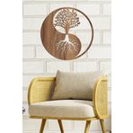 UNT Yin Yang Yaşam Ağacı Duvar Dekoru - Süsü, Ahşap Dekoratif Tablo CEVİZ 48 x 48 UNTNM45