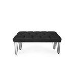 Ünüvar Konsept Kapitoneli Siyah Triple Lüks Metal Ayaklı Puf Bench