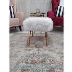 Ünüvar Konsept Puf & Benç 45*45-Gold Ayak Dökülmez Peluş Beyaz K1