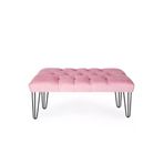 Ünüvar Konsept Puf Bench Kapitoneli Açık Pembe Metal Ayaklı