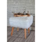 Ünüvar Konsept Sanal Mobilya Puf & Benç 45*45-Ahşap Ayak Dökülmez Peluş Beyaz