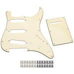 Unxuey 11 Delikli Gitar Pickguard SSS Strat Pickguard Arka Plaka Seti, Standart Strat Modern Stil Gitar Parçası için Pena Koruyucu Vidalar (Retro Sarı)