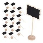 Uonlytech 15 Adet Küçük tahta mesaj panosu standlı mini yazı tahtaları ahşap kara tahta işaretleri mini tabela dekorasyonu kara tahta şövale rustik düğün masa süslemeleri tahta işareti Odun