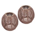 Uonlytech 2 Adet Taklit Rattan Abajur Duvar Güneş ışıkları Çiftlik Evi Aydınlatma Armatürleri Bohem Abajur Güneş Bahçe Duvar ışıkları Kolye Güneş Bahçe ışıkları Led Işık Brown Kağıt Halat