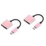 Uonlytech 2 Adet Usb C - 3 5 Mm Jak Adaptörü Tipi Dönüştürücü Mikrofon Uyumlu Pixel 2/2xl/u11/pro Gül Altın