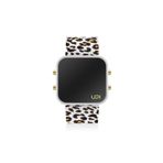 Up! Watch Led Gold Whıte Leopard Strap 42 Mm Unisex Kol Saati