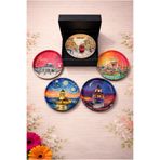 UPEKA 5'li İstanbul Temalı Özel Tasarım Hediyelik Turistik Metal Tabak Magnet Set Kutulu 5cm