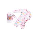 Upf50+ Kız Çocuk Pembe Hizli Kuruyan Kolay Giyilen Fermuarli Tulum Mayo Sapka Set pembe 5-6 Yaş