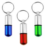UPIQNG 3 Adet Anahtarlık Hap Kutusu Taşınabilir Metal İlaç Tutucu Aspirin Kabı Su Geçirmez Mini Hap Kutusu Seyahat Dış Mekan için (Kırmızı, Mavi, Yeşil)