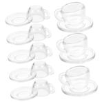 UPKOCH 1 Takım küçük fincan dollhouse home decor Mini sahanlık ve çay bardağı dekorasyonu Kompakt boyutlu oyuncak çay seti Şeffaf çay seti minyatür daire mini çay bardağı modeli plastik