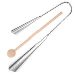 UPKOCH Çift Tonlu Çan Davul Çıngırak Inek Çan Enstrüman Mini Çıngırak Metal Çıngırak Kulplu Çıngırak Vurmalı Çalgı Çelik Inek Çanı Sopa Ile Inek Çan El Vurmalı Çıngırak Çoban Gümüş Odun