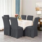 Upmall Brürümcük Etekli Sandalye Kılıfı, Lastikli,esnekli Sandalye Örtüsü 6li - 35 x 45 cm - Antrasit