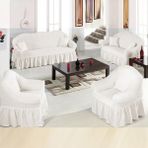 Upmall Bürümcük Koltuk ,kanepe , Çekyat Örtüsü, Lastikli Koltuk Kılıfı 3311TAKIM - 180 x 230 cm - Beyaz