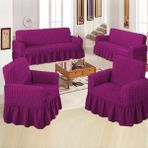 Upmall Bürümcük Koltuk ,kanepe , Çekyat Örtüsü, Lastikli Koltuk Kılıfı 3311TAKIM - 180 x 230 cm - Mor
