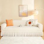 Upmall Bürümcük Lastikli Kanepe Örtüsü Likralı Koltuk Örtüsü Tek 3lü - 180 x 230 cm - Krem