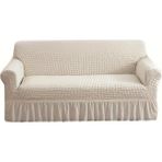 Upmall Bürümcük Lastikli Kanepe Örtüsü Likralı Koltuk Örtüsü Tek 3lü - 180 x 230 cm - Natural