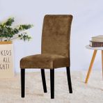 Upmall Ipek Kadife Sandalye Kılıfı Sandalye Örtüsü Lastikli Standart 6 Adet - 35 x 45 cm - Kahve