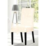 Upmall Ipek Kadife Sandalye Kılıfı Sandalye Örtüsü Lastikli Standart 6 Adet - 35 x 45 cm - Krem
