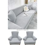 Upmall Jakarlı Tuğla Desen 3311 Koltuk Örtüsü Çekyat Kanepe Kılıfı Lastikli Kayma Yapmayan - Açık Gri - 180 x 230 cm
