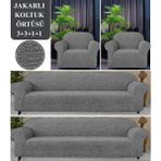 Upmall Koltuk Örtüsü 3+3+1+1 Takımı Lastikli Esnek Yıkanabilir Çekyat Kanepe Kılıfı - Koyu Gri - 180 x 230 cm
