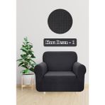 Upmall Streç Lastikli Esnek Yikanabilir Kare Desen Berjer Bir Kişilik Koltuk Örtüsü Koltuk Kılıfı (Bir Adet) - 75 x 115 cm - Antrasit