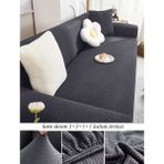 Upmall Streç Lastikli Esnek Yikanabilir Kare Desen Berjer Kotuk Örtüsü Takımı (3+3+1+1) Koltuk Kılıfı - 180 x 230 cm - Antrasit