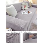 Upmall Streç Lastikli Esnek Yikanabilir Kare Desen Berjer Kotuk Örtüsü Takımı (3+3+1+1) Koltuk Kılıfı - 180 x 230 cm - Gri