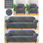 Upmall Streç Lastikli Esnek Yıkanabilir Pamuklu Sehra Desen 3+3+1+1 Jakarlı Koltuk Örtüsü Koltuk Kılıfı - 180 x 230 cm - Antrasit